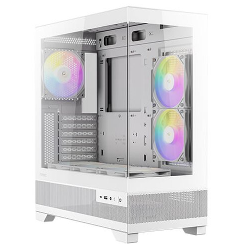 מארז מחשב לבן עם זכוכית שקופה כולל תאורה ללא ספק-כוח אנטק Antec CX700 ARGB White Mid-Tower Steel and Glass 3x120mm FANS Included No Power Supply